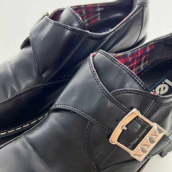 RARE L.E.I. Genuine Vintage 90s Black Chunky Platform Buckle Block Heels - Picture 15 of 16